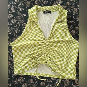 Green Checkered Women's Top